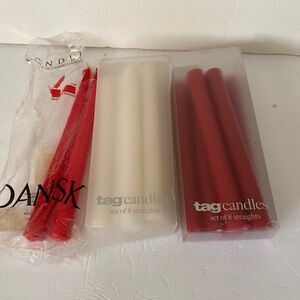 New Candles. Red. White. Tag brand. Dansk brand